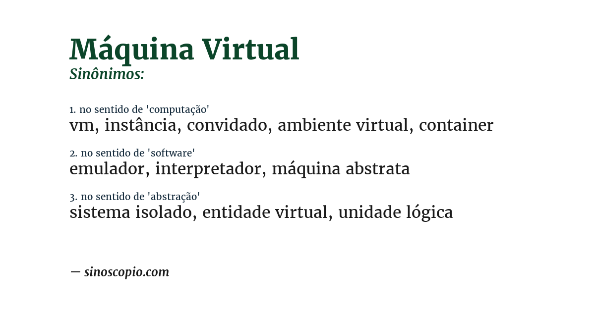 Sinônimo de máquina virtual