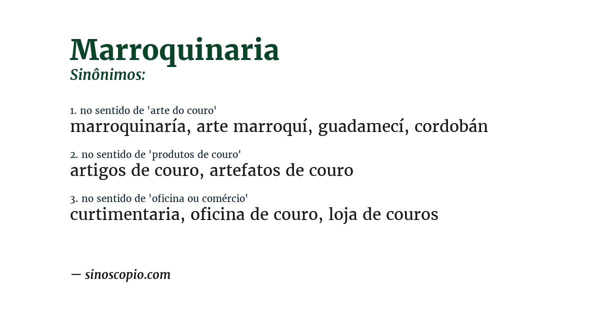Sinônimo de marroquinaria