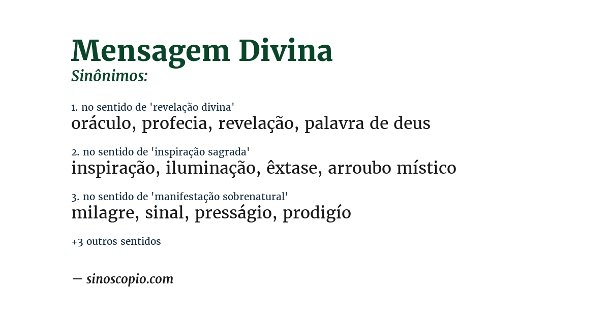 Sinônimo de mensagem divina