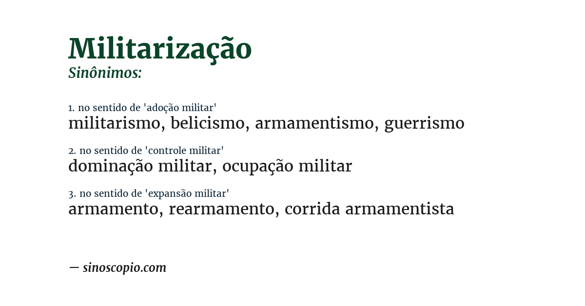 Sinônimo de militarização