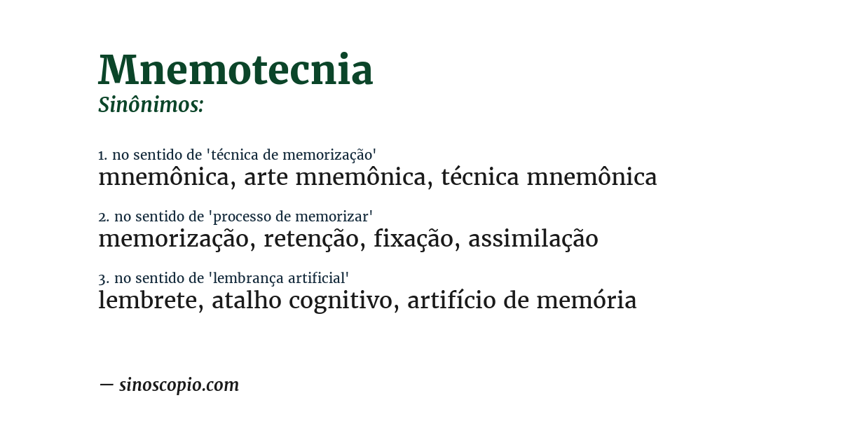 Sinônimo de mnemotecnia