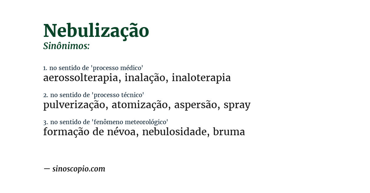 Sinônimo de nebulização