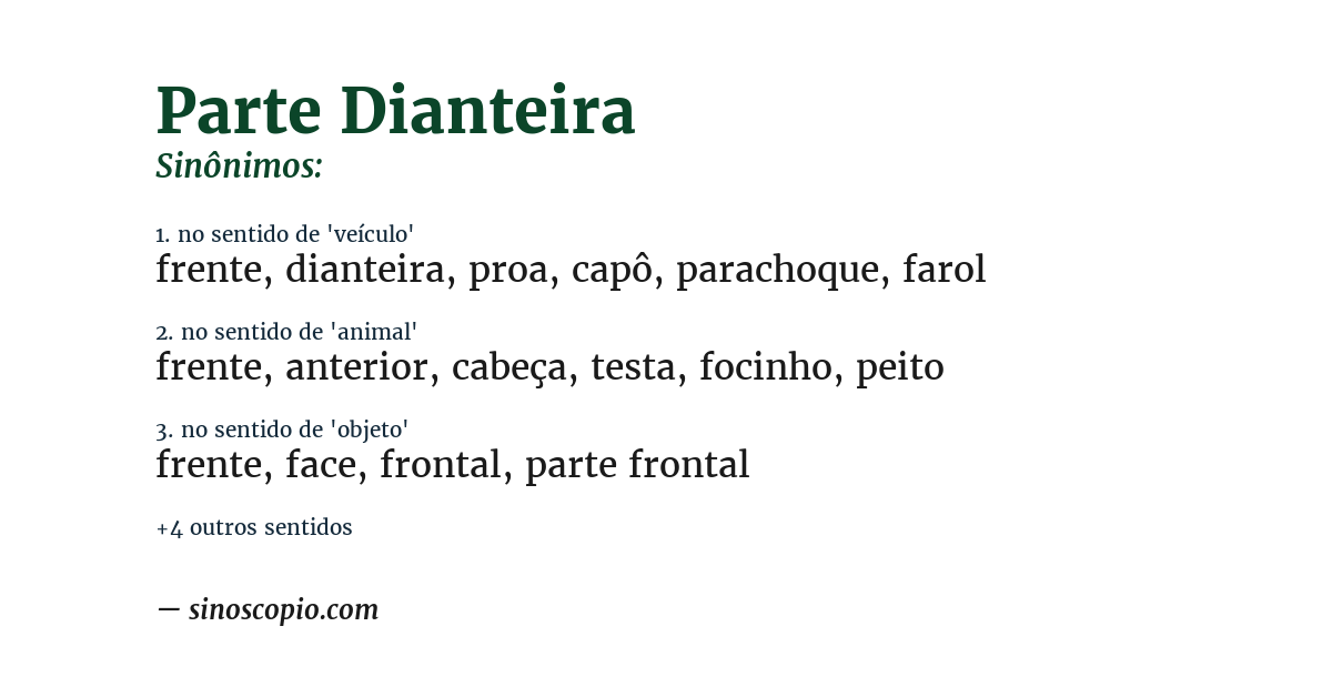 Sinônimo de parte dianteira