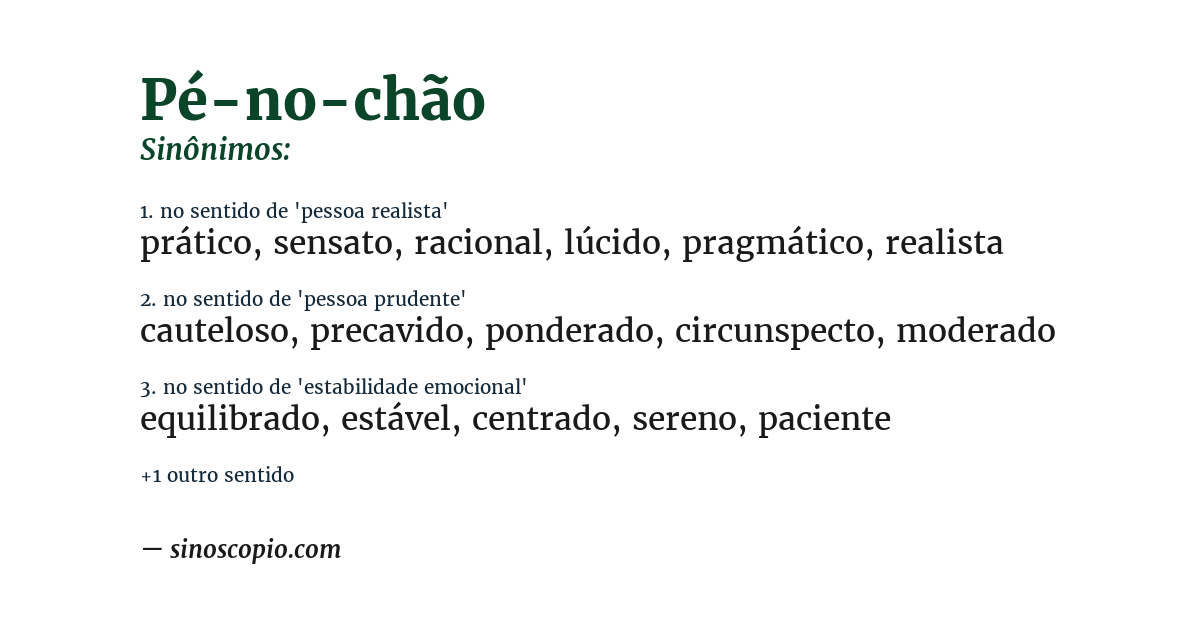 Sinônimo de pé-no-chão