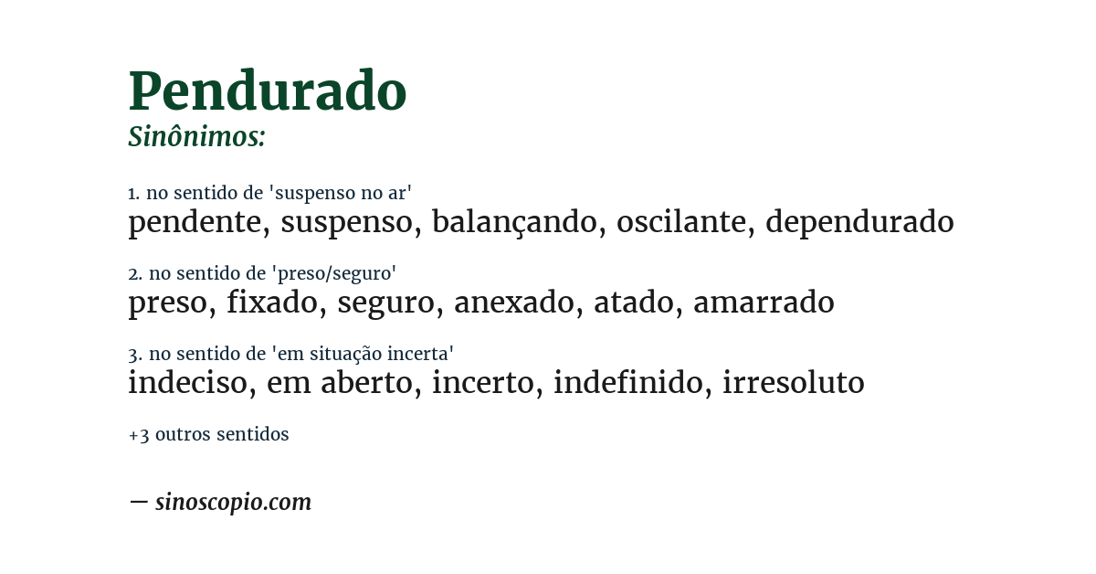 Sinônimo de pendurado