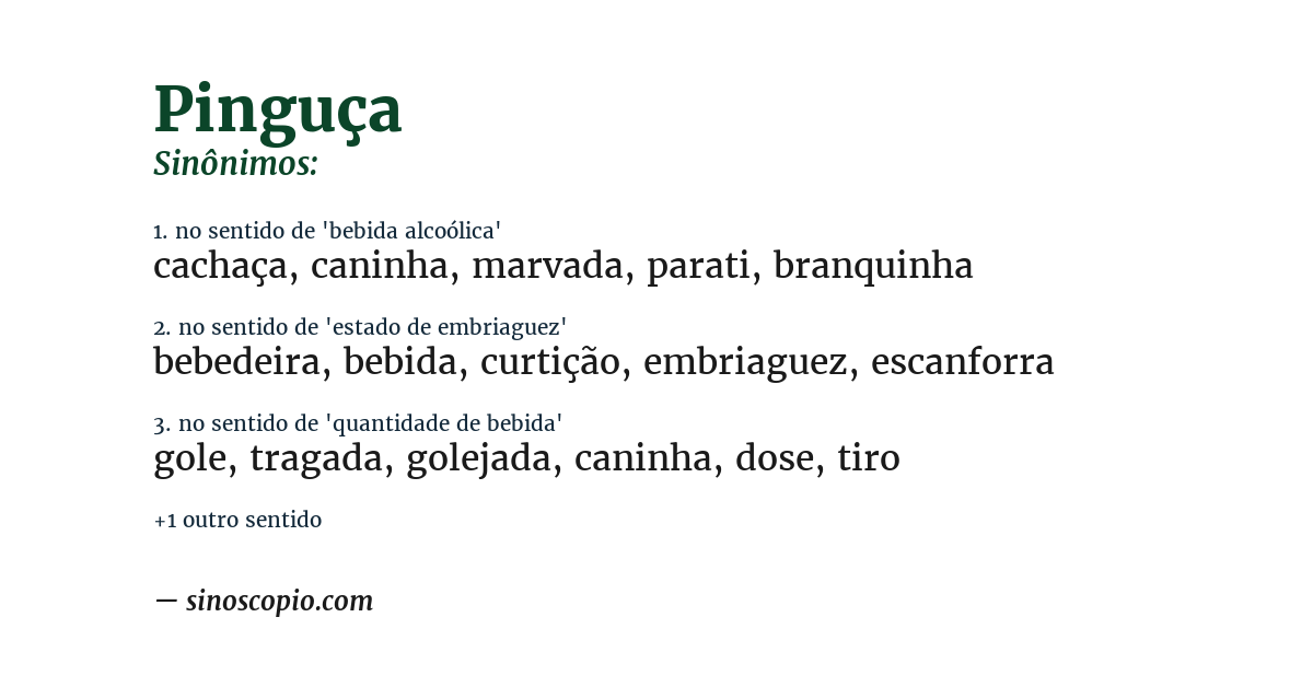 Sinônimo de pinguça