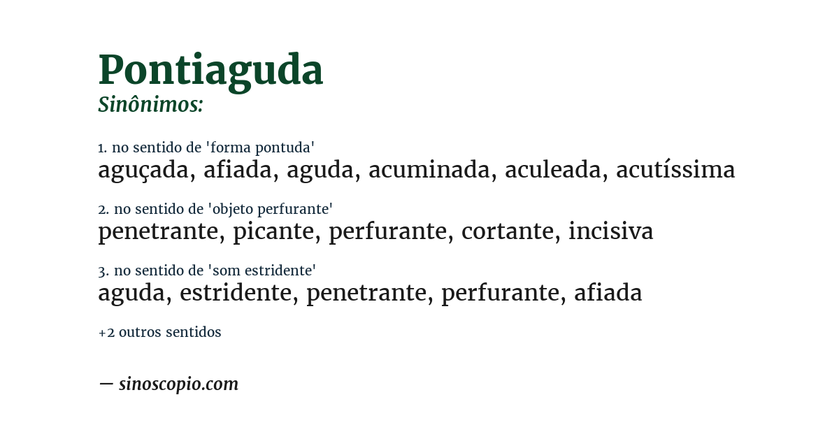 Sinônimo de pontiaguda