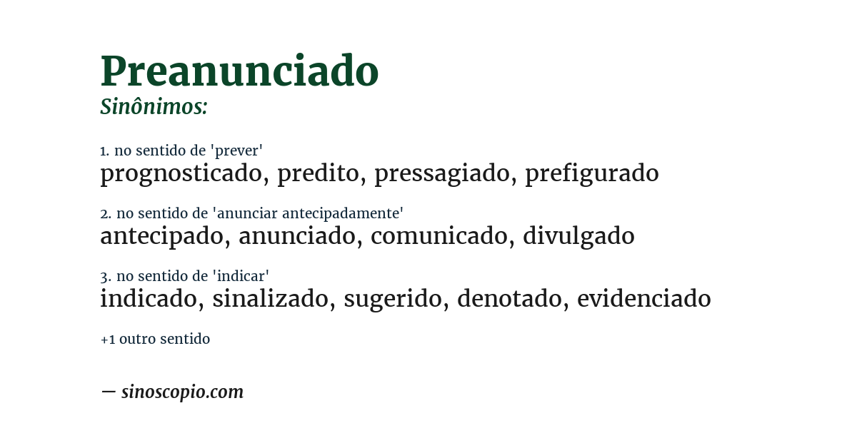 Sinônimo de preanunciado
