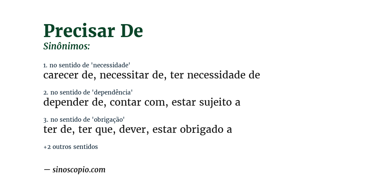 Sinônimo de precisar de