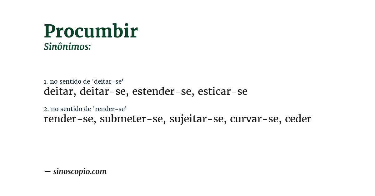 Sinônimo de procumbir