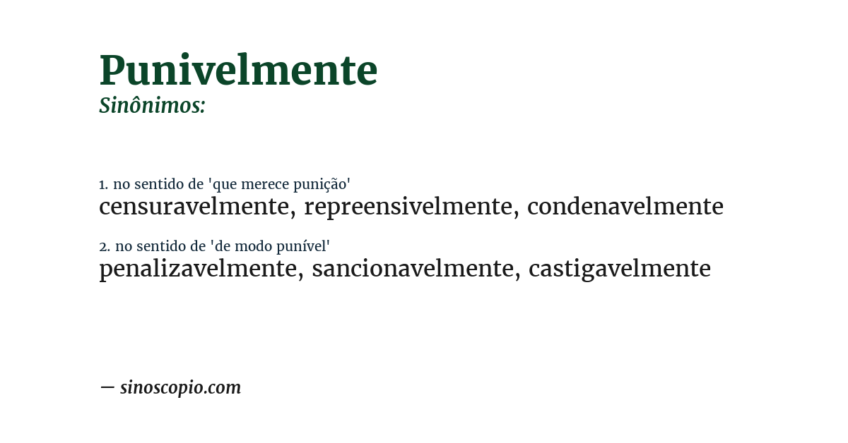 Sinônimo de punivelmente