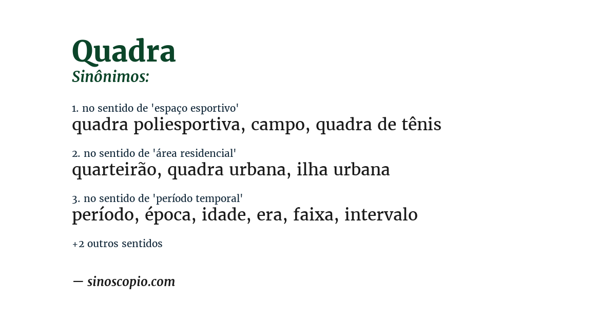 Sinônimo de quadra