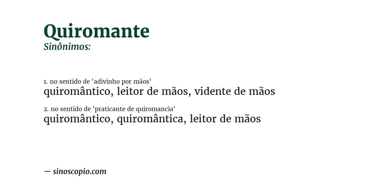 Sinônimo de quiromante