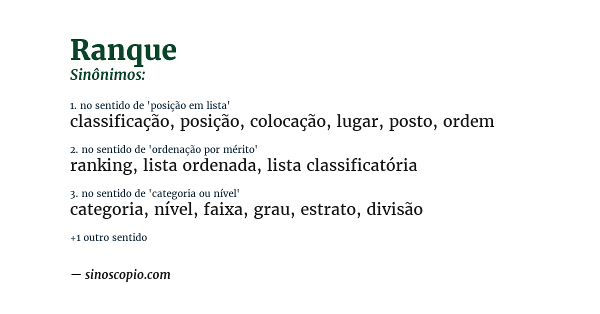 Sinônimo de ranque