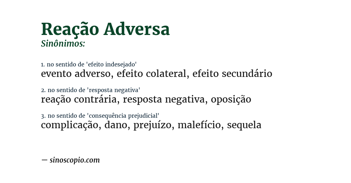 Sinônimo de reação adversa