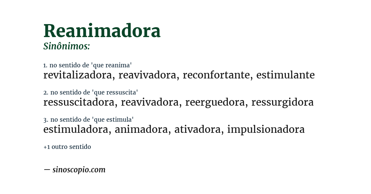 Sinônimo de reanimadora