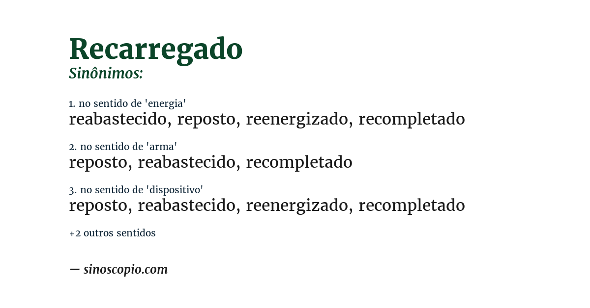 Sinônimo de recarregado