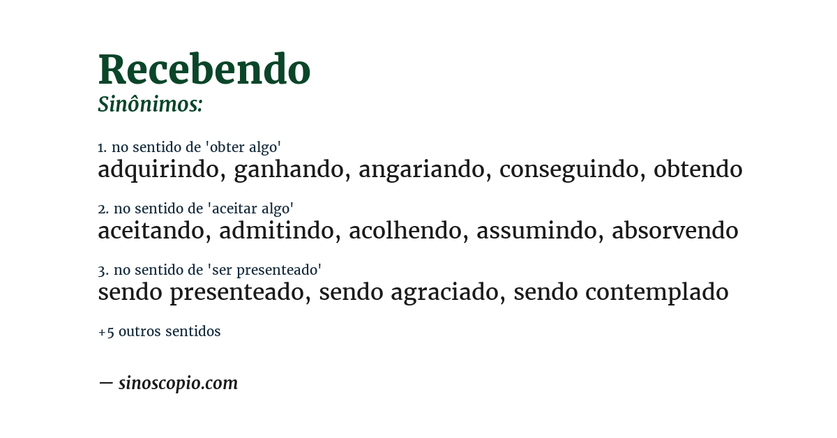 Sinônimo de recebendo