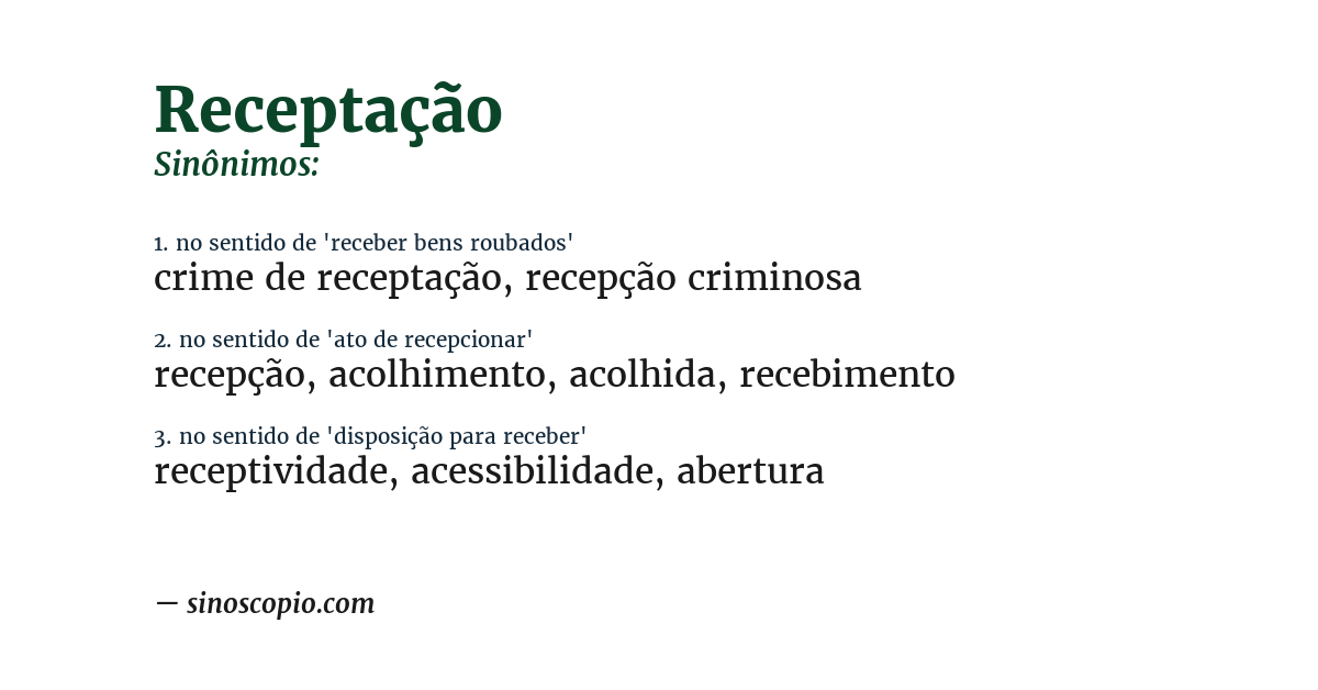 Sinônimo de receptação