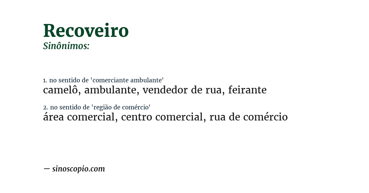 Sinônimo de recoveiro