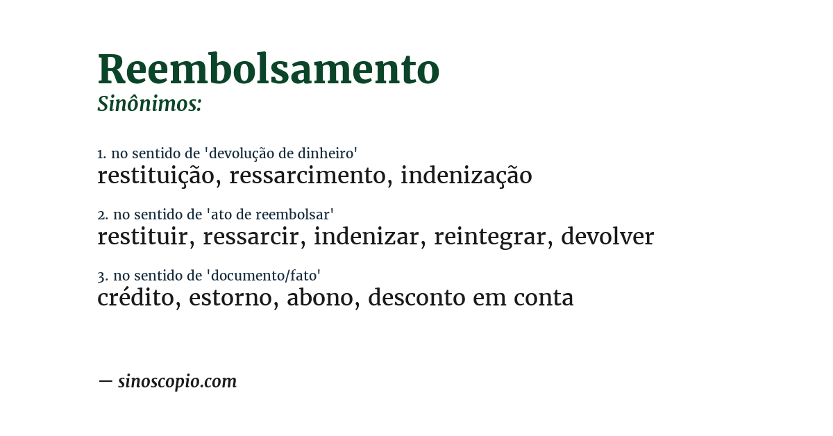 Sinônimo de reembolsamento