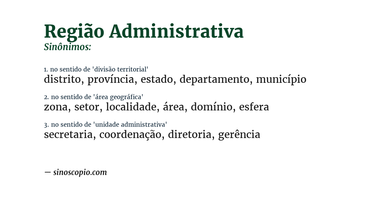 Sinônimo de região administrativa