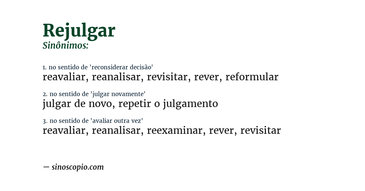 Sinônimo de rejulgar