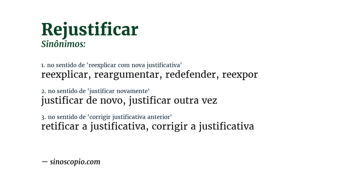 Sinônimo de rejustificar