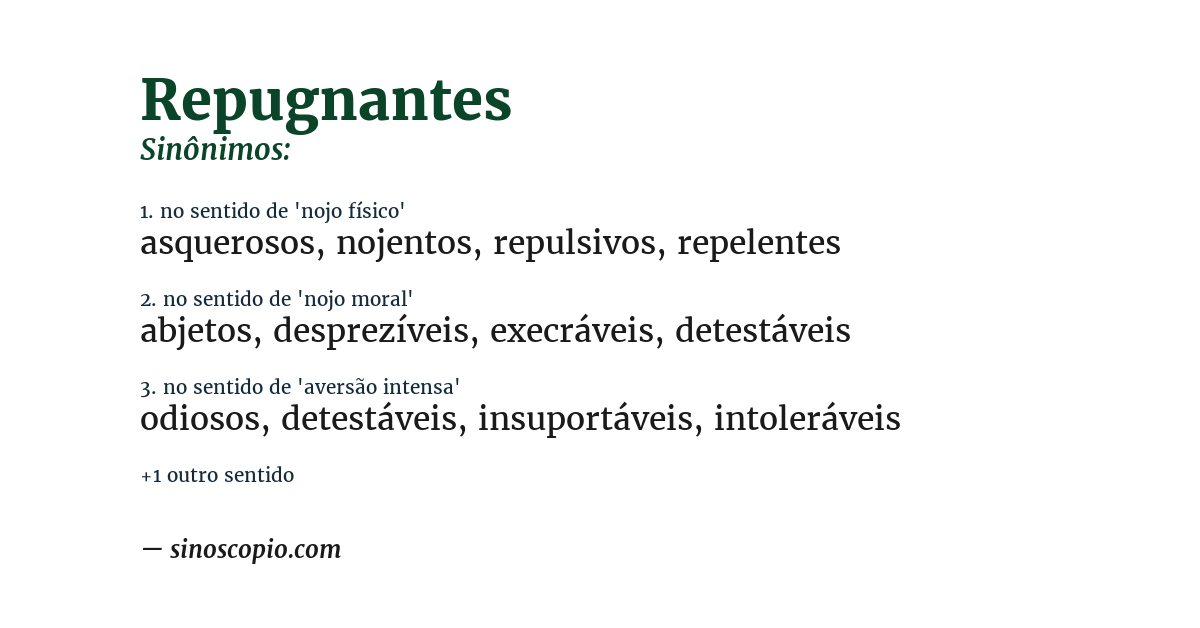 Sinônimo de repugnantes