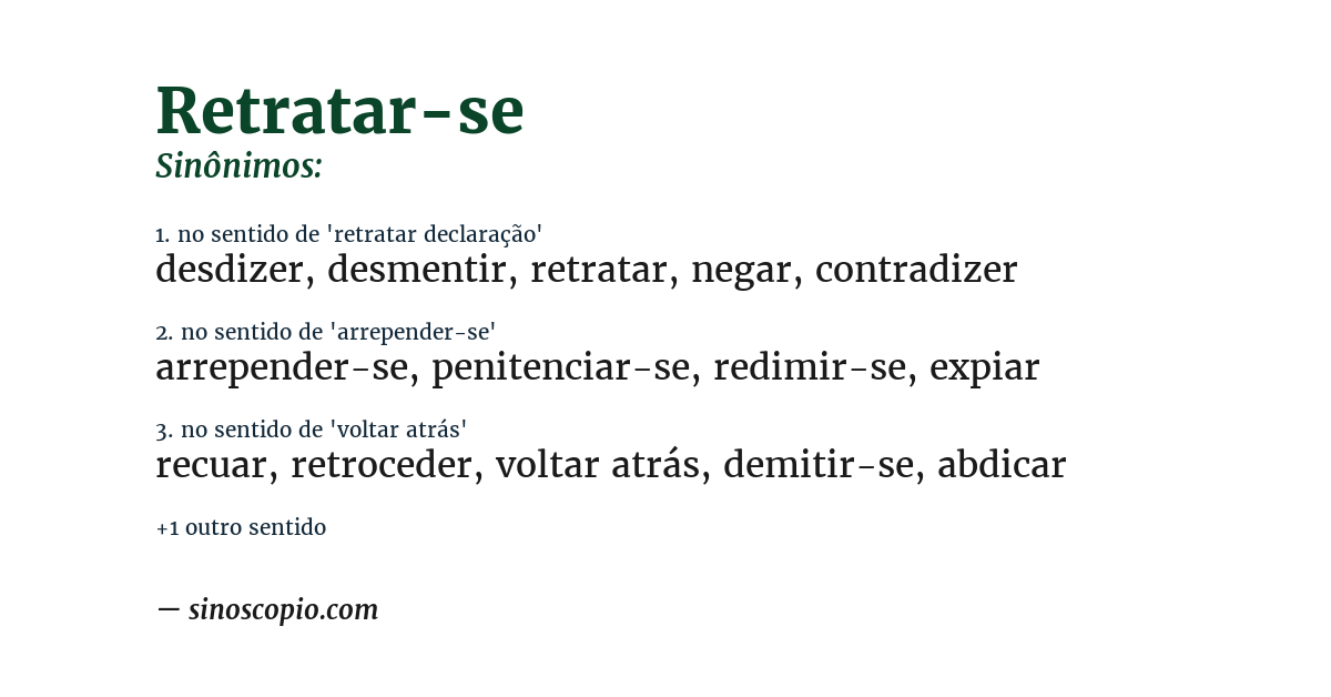 Sinônimo de retratar-se