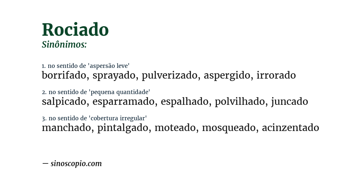 Sinônimo de rociado