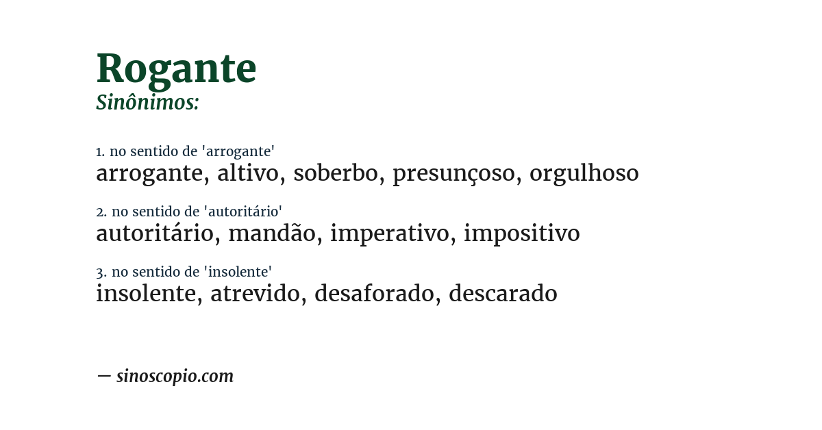 Sinônimo de rogante