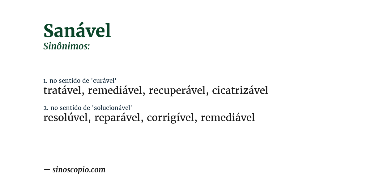 Sinônimo de sanável