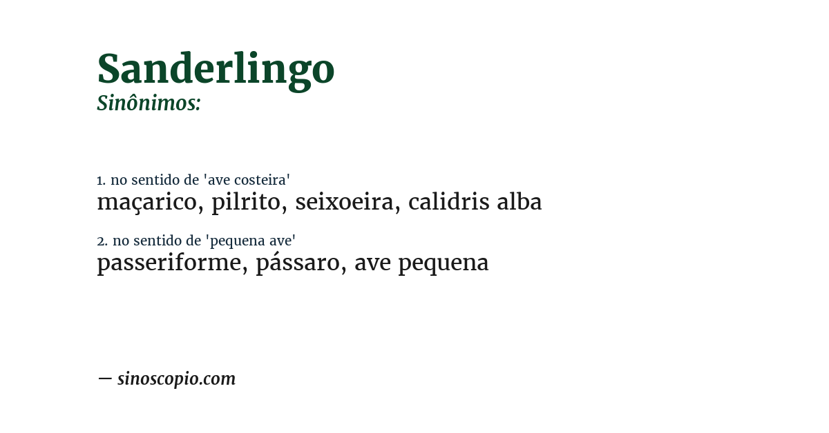 Sinônimo de sanderlingo