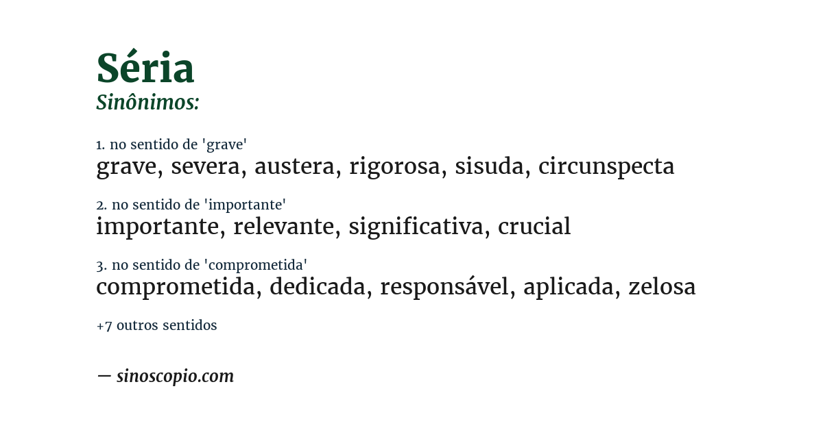 Sinônimo de séria