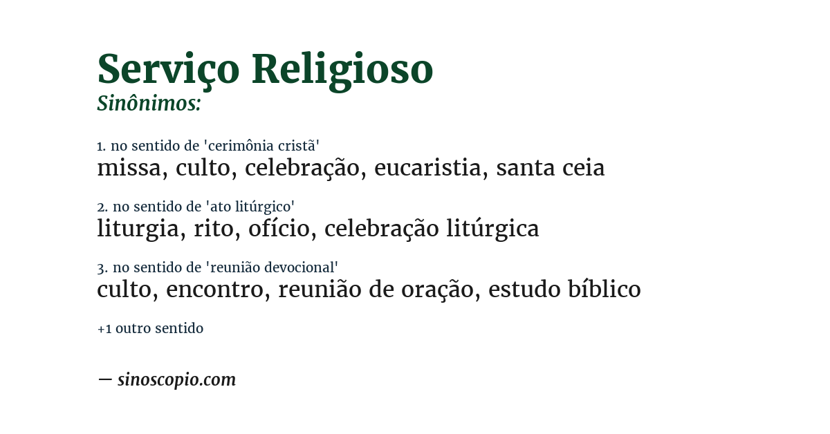 Sinônimo de serviço religioso