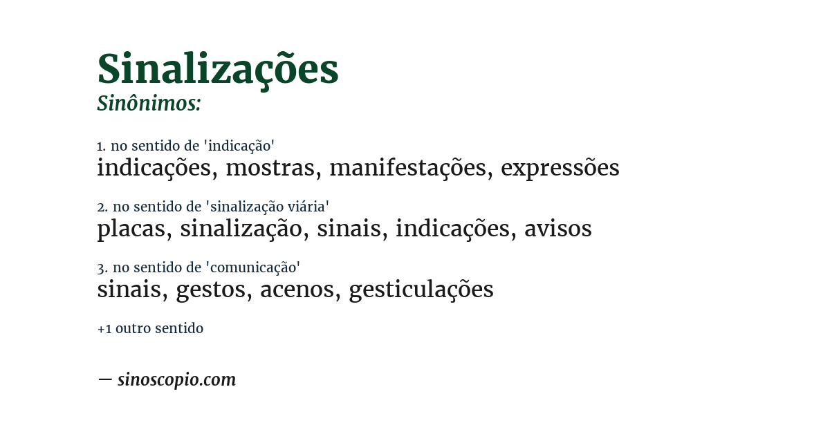 Sinônimo de sinalizações