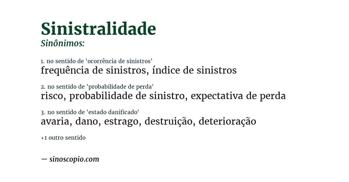 Sinônimo de sinistralidade