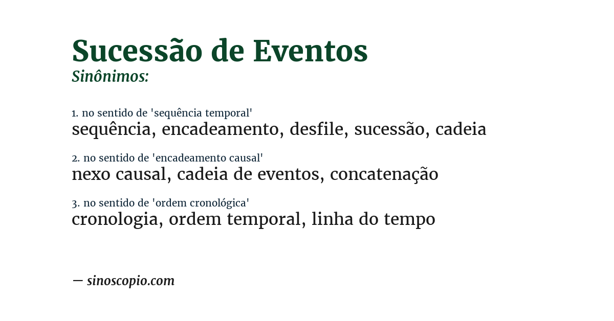 Sinônimo de sucessão de eventos