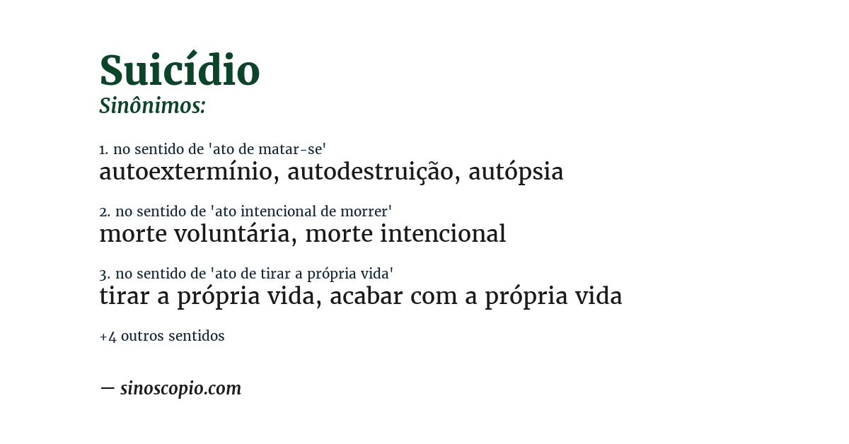 Sinônimo de suicídio