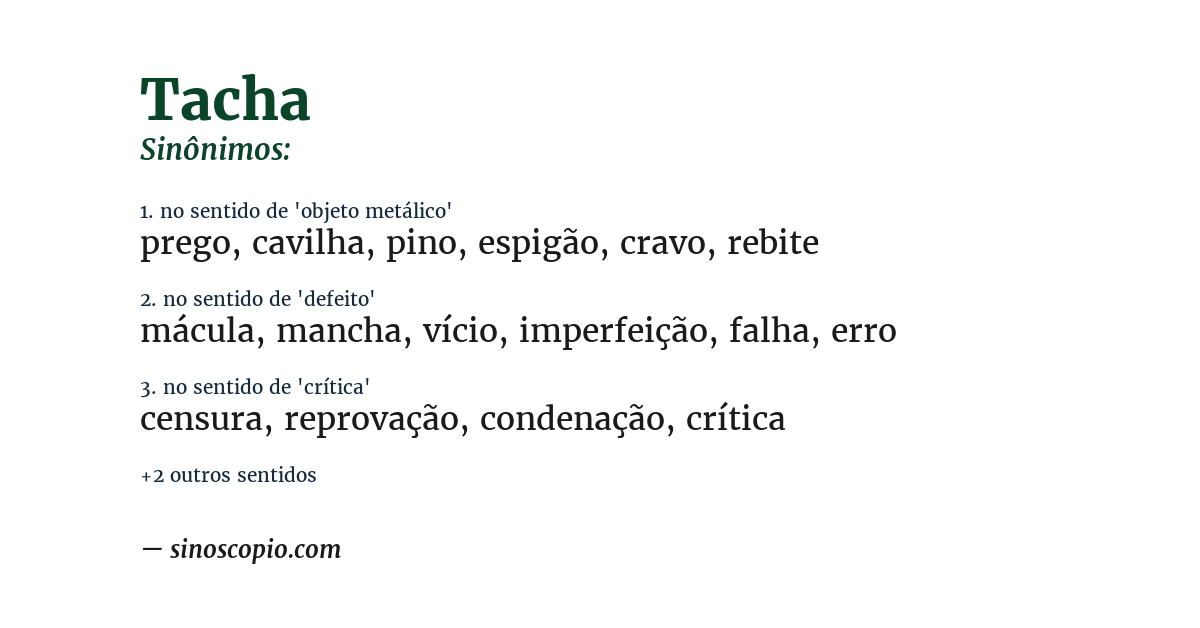 Sinônimo de tacha