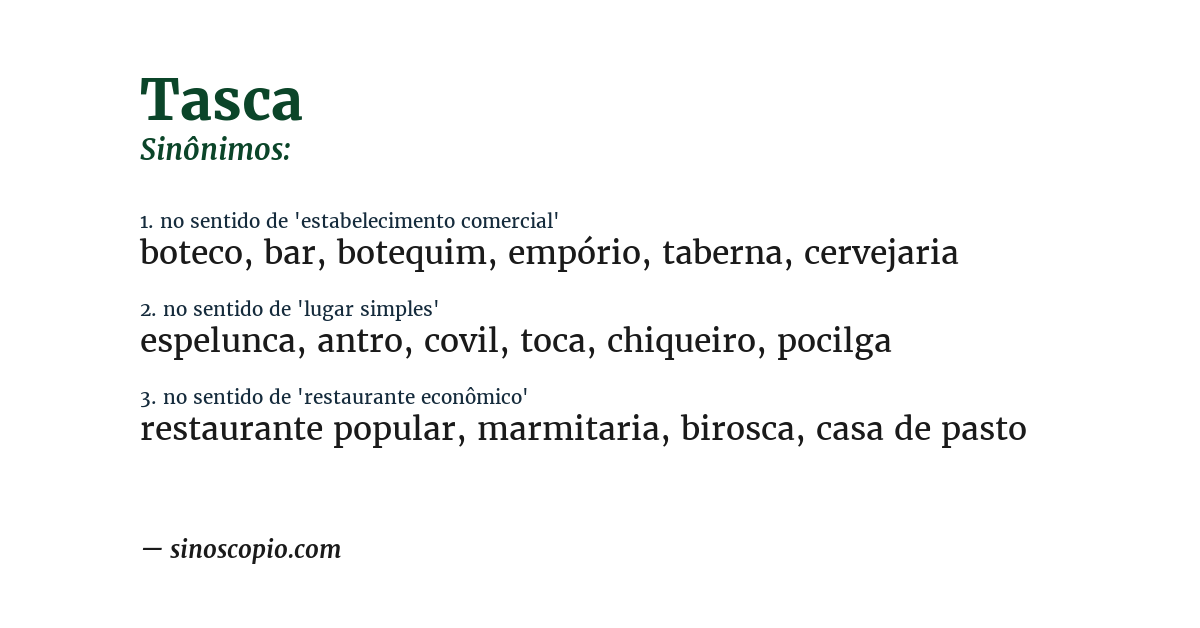 Sinônimo de tasca
