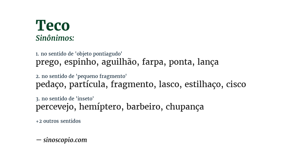 Sinônimo de teco