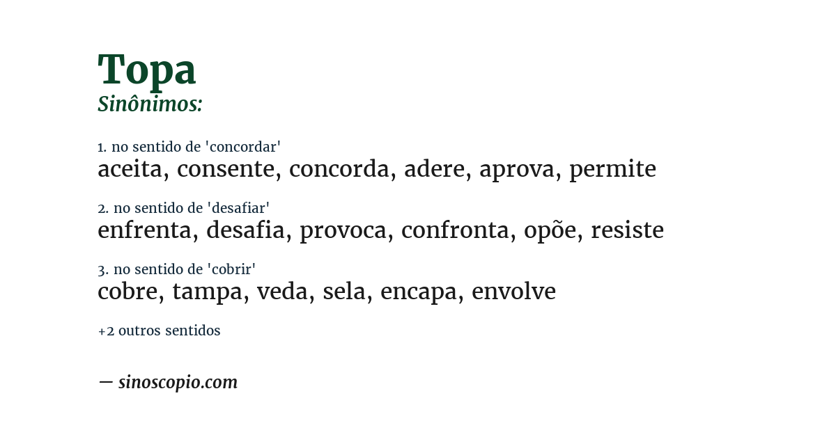 Sinônimo de topa