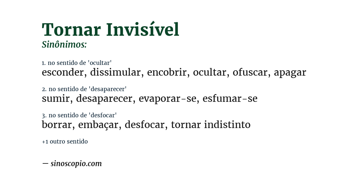 Sinônimo de tornar invisível