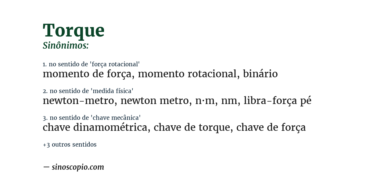 Sinônimo de torque