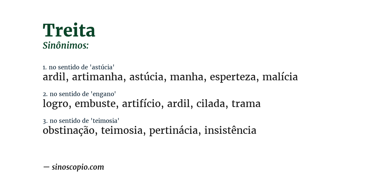 Sinônimo de treita