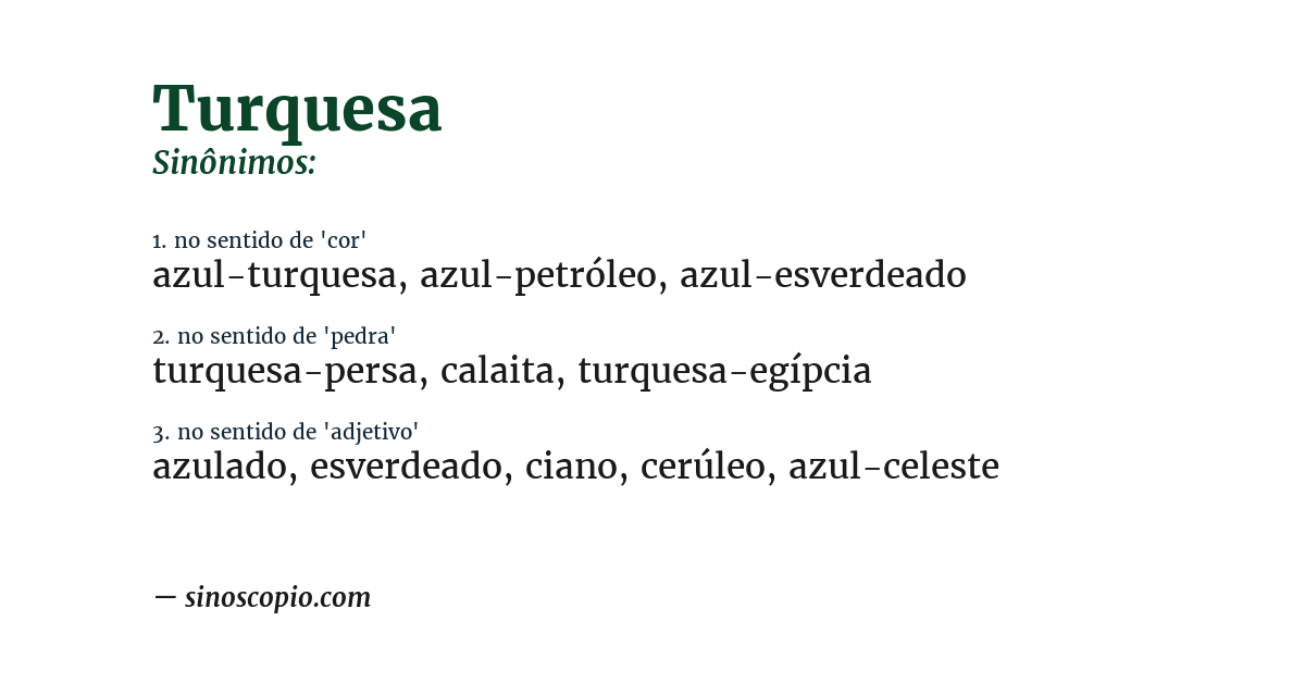 Sinônimo de turquesa
