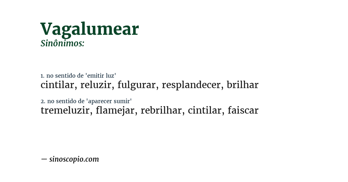 Sinônimo de vagalumear