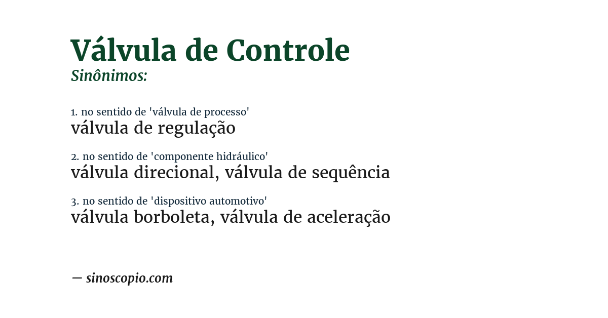 Sinônimo de válvula de controle